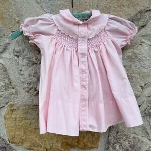 Smocked pale pink baby girl dress size 6-12 months